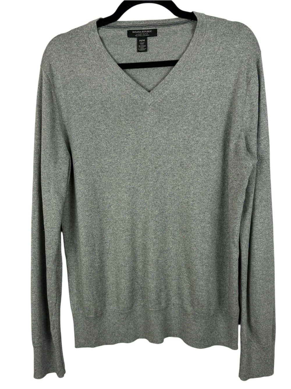 Banana Republic Luxury Blend Grey V-Neck Sweater Size M Silk Cashmere Cotton